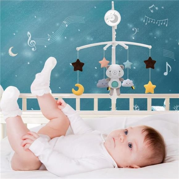 Baby Musical Crib Mobile with Hanging Rotating Toy,Infant Bed Decoration Newborn - Picture 2 of 8